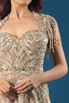 Buy_Azeera_Gold Embroidery, Sequins, Beads Sweetheart Neck Champagne Gown 