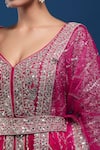 Buy_Samyukta Singhania_Pink Georgette Sequins, Metallic Thread, Embroidery, Zari Anarkali Lehenga Set