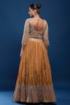 Shop_Samyukta Singhania_Orange Tissue Sequins, Embroidery, Metallic Thread, Zari, Blouse Lehenga Set _at_Aza_Fashions