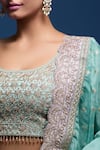 Shop_Samyukta Singhania_Green Taffeta, Tissue Embroidery, Sequins, Beads, Zari Round Blouse Lehenga Set _Online_at_Aza_Fashions