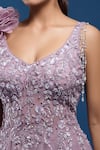 Buy Samyukta Singhania Purple Net Sequins, Stones, Beads V-neck Embroidered Gown Online at Aza Fashions Buy_Samyukta Singhania_Purple Net Sequins, Stones, Beads V-neck Embroidered Gown _Online_at_Aza_Fashions