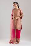 Shop Surbhi Shah Rose Gold Shantoon Embroidery, Zari Round Neck Gulmohar Kurta Salwar Set Online at Aza Fashions Shop_Surbhi Shah_Rose Gold Shantoon Embroidery, Zari Round Neck Gulmohar Kurta Salwar Set _Online_at_Aza_Fashions
