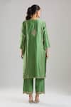 Shop_Surbhi Shah_Green Organza Embroidery, Zari, Sequins, Beads Split V-neck Sitara Kurta Set _at_Aza_Fashions