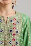 Shop_Surbhi Shah_Green Organza Embroidery, Zari, Sequins, Beads Split V-neck Sitara Kurta Set _Online_at_Aza_Fashions