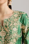 Shop Surbhi Shah Green Embroidery, Sequins, Beads Split V-neck Bawri Kurta Sharara Set Online at Aza Fashions Shop_Surbhi Shah_Green Embroidery, Sequins, Beads Split V-neck Bawri Kurta Sharara Set _Online_at_Aza_Fashions