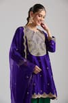 Surbhi Shah Purple Embroidery, Zari, Tassels Split V-neck Kurta Salwar Set Online at Aza Fashions Surbhi Shah_Purple Embroidery, Zari, Tassels Split V-neck Kurta Salwar Set _Online_at_Aza_Fashions