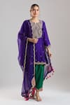 Buy Surbhi Shah Purple Embroidery, Zari, Tassels Split V-neck Kurta Salwar Set at Aza Fashions Buy_Surbhi Shah_Purple Embroidery, Zari, Tassels Split V-neck Kurta Salwar Set _at_Aza_Fashions
