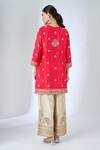 Shop_Surbhi Shah_Red Organza Embroidery, Zari, Mirrors, Tassels Round Neck, Gulmohar Kurta Set _at_Aza_Fashions