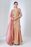 Buy Surbhi Shah Pink Silk, Organza Embroidery, Zari, Sequins, Gota Chandani Kurta Sharara Set Online at Aza Fashions Buy_Surbhi Shah_Pink Silk, Organza Embroidery, Zari, Sequins, Gota Chandani Kurta Sharara Set _Online_at_Aza_Fashions