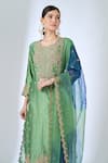 Buy_Surbhi Shah_Green Silk Embroidery, Sequins, Stones Round Neemrana Powder Sage Kurta Set _Online_at_Aza_Fashions