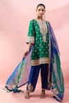 Buy_Surbhi Shah_Green Embroidery, Zari Round Neck Phool Kurta Set _at_Aza_Fashions