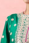 Surbhi Shah_Green Embroidery, Zari Round Neck Phool Kurta Set _at_Aza_Fashions