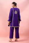 Shop_Surbhi Shah_Purple Embroidery, Metallic Thread, Zari V-neck Phool Bagh Kurta Set _at_Aza_Fashions