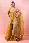 Buy_Surbhi Shah_Yellow Embroidery, Zari, Sequins Round Neck Kurta Sharara Set _at_Aza_Fashions