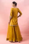 Shop_Surbhi Shah_Yellow Embroidery, Zari, Sequins Round Neck Kurta Sharara Set _at_Aza_Fashions