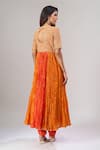 Shop_Surbhi Shah_Orange Organza Embroidery, Sequins, Stones Round Neck Anarkali Set _at_Aza_Fashions