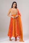 Shop_Surbhi Shah_Orange Organza Embroidery, Sequins, Stones Round Neck Anarkali Set _Online_at_Aza_Fashions