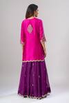 Shop_Surbhi Shah_Pink Organza Embroidery, Zari Round Neck Kurta Sharara Set _at_Aza_Fashions