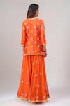 Shop_Surbhi Shah_Orange Organza Embroidery, Metallic Thread, Sequins V-neck Kurta Sharara Set _at_Aza_Fashions