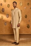Buy_Masaba_Beige Silk Embroidery Little Pots Motif Raw Kurta And Pant Set _Online_at_Aza_Fashions