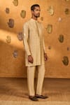 Shop_Masaba_Beige Silk Embroidery Little Pots Motif Raw Kurta And Pant Set _Online_at_Aza_Fashions