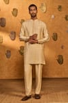 Buy_Masaba_Beige Silk Embroidery Little Pots Motif Raw Kurta And Pant Set _at_Aza_Fashions