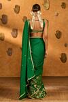 Shop Masaba Green Jacquard Zari, Embroidery Zen Saree With Unstitched Blouse Piece at Aza Fashions Shop_Masaba_Green Jacquard Zari, Embroidery Zen Saree With Unstitched Blouse Piece _at_Aza_Fashions