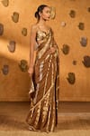 Buy Masaba Brown Silk Sequins, Zari, Mocha Lampi Totem Line Saree With Unstitched Blouse Online at Aza Fashions Buy_Masaba_Brown Silk Sequins, Zari, Mocha Lampi Totem Line Saree With Unstitched Blouse _Online_at_Aza_Fashions