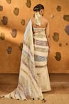 Shop_Masaba_Ivory Silk Metallic Thread, Rainbow Muse Saree And Unstitched Blouse Piece Set _at_Aza_Fashions