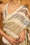 Masaba_Ivory Silk Metallic Thread, Rainbow Muse Saree And Unstitched Blouse Piece Set _at_Aza_Fashions