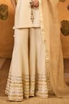 Buy_Masaba_Ivory Silk, Tissue Embroidery, Metallic Thread, Foil Gilded Kurta And Pant Set _Online_at_Aza_Fashions