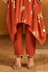 Buy_Masaba_Rust Crepe, Silk Foil Printing, Embroidery Moon Garden Kaftan Kurta And Pant Set 