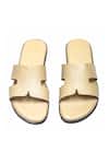 Shop_Domani_Beige Hades Handcrafted Leather Slippers _Online_at_Aza_Fashions