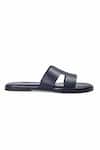 Domani_Navy Leather Hades Slippers _Online_at_Aza_Fashions