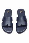 Shop_Domani_Navy Leather Hades Slippers _Online_at_Aza_Fashions