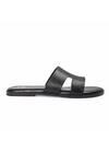 Domani_Black Hades Handcrafted Leather Slippers _Online_at_Aza_Fashions