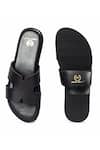 Shop_Domani_Black Hades Handcrafted Leather Slippers _at_Aza_Fashions
