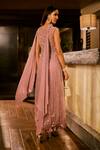 Shop_Babita Malkani_Lilac Georgette, Tulle Sequins V-neck Embellished Cape And Skirt Set _at_Aza_Fashions