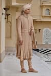 Buy_Tarun Tahiliani_Gold Georgette, Silk, Jacquard, Poplin, Lycra, Cotton Dori Sherwani Set _Online_at_Aza_Fashions