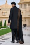 Shop_Tarun Tahiliani_Black Chanderi, Jacquard, Cotton, Suiting Embroidery, Achkan Sherwani Kurta Set _at_Aza_Fashions
