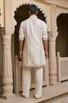 Shop_Tarun Tahiliani_Ivory Cotton, Jacquard, Suiting Textured Thread Kurta And Flared Trouser Set _at_Aza_Fashions
