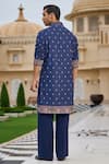 Shop_Tarun Tahiliani_Navy Linen, Poplin, Lycra Embroidery Hand Kurta And Trouser Set _at_Aza_Fashions