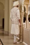 Shop_Tarun Tahiliani_Ivory Poplin, Lycra, Cotton Embroidery, Pearls Waistcoat Kurta Set _at_Aza_Fashions