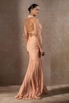 Shop_Tarun Tahiliani_Pink Chiffon Pearls Halter Neck Gown _at_Aza_Fashions