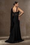 Buy_Tarun Tahiliani_Black Chiffon Embroidery, Sequins Sweetheart Neck, Corset And Concept Saree Set _Online_at_Aza_Fashions