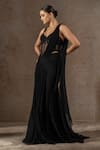 Shop_Tarun Tahiliani_Black Chiffon Embroidery, Sequins Sweetheart Neck, Corset And Concept Saree Set _Online_at_Aza_Fashions