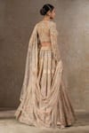Shop_Tarun Tahiliani_Ivory Tulle, Net Beads, Sequins, Crystals, Floral Motif Hand Lehenga Set _at_Aza_Fashions