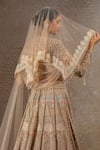 Buy_Tarun Tahiliani_Ivory Tulle, Net Embroidery, Sequins, Stones, Zari, Beads, Lehenga And Veil Set _Online_at_Aza_Fashions