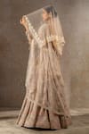 Shop_Tarun Tahiliani_Ivory Tulle, Net Embroidery, Sequins, Stones, Zari, Beads, Lehenga And Veil Set _at_Aza_Fashions
