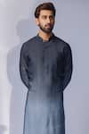 Shop_Chatenya Mittal_Grey Cotton, Silk Ombre Kurta With Pant _at_Aza_Fashions